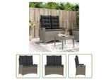 The Living Store Panca Da Giardino Regolabile Con Cuscini In Poly Rattan Grigio