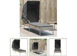 The Living Store Lettino Con Tetto In Poly Rattan Grigio Chiaro