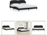 The Living Store Struttura Letto Con Testiera Nera 200X200 Cm In Ecopelle