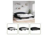 The Living Store Lettino Allungabile Con Materassi Nero 100X200 Cm In Tessuto