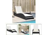 The Living Store Lettino Con Cuscino Nero 60X205X73 Cm Poly Rattan