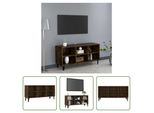 The Living Store Mobile Tv Con Gambe In Metallo Rovere Fumé 103,5X30X50 Cm