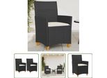 The Living Store Sedie Da Giardino Con Cuscini 2 Pezzi In Poly Rattan Nero Legno Massiccio