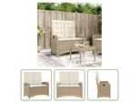 The Living Store Panca Da Giardino Regolabile Con Cuscino Beige Poly Rattan