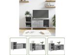 The Living Store Mobile Tv Grigio Cemento 100X35X55 Cm Materiale In Legno