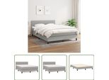 The Living Store Letto A Molle Con Materasso Grigio Chiaro 140X200 Cm In Tessuto