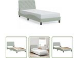The Living Store Struttura Letto Con Testiera In Velluto Grigio Chiaro 80X200 Cm