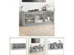 The Living Store Mobile Tv Con Ante In Vetro Grigio Sonoma 102X37X42 Cm