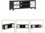 The Living Store Mobile Tv Intagliato A Mano In Legno Massello Di Mango Grigio Bianco