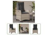The Living Store Poltrona Da Giardino Con Cuscino Regolabile In Poly Rattan Grigio Chiaro