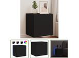 The Living Store Mobile Tv A Parete Con Luci Led Nero 40,5X35X40 Cm