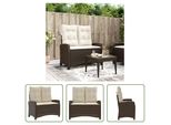 The Living Store Panca Da Giardino Regolabile Con Cuscini In Poly Rattan Marrone