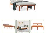 The Living Store Letto Senior Cera Marrone 120X190 Cm In Legno Di Pino Massiccio