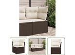 The Living Store Divano Angolare Da Giardino Con Cuscini In Poly Rattan Marrone