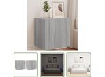 The Living Store Pensili Tv Con Luci Led 2 Pz. Grigio Sonoma 40,5X35X40Cm