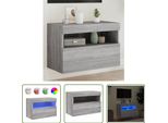 The Living Store Parete Tv Con Luci Led Grigio Sonoma 60X30X40 Cm