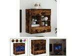 The Living Store Parete Tv Con Luci Led Rovere Fumé 58,5X30X60,5 Cm