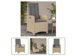 The Living Store Poltrona Da Giardino Con Cuscino Regolabile Beige Mix Poly Rattan