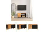 The Living Store Mobile Tv Marrone E Nero 80X31,5X46 Cm In Legno Massiccio Di Mango