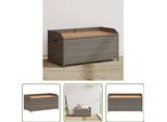 The Living Store Panca Con Contenitore Grigio 100X50X52 Cm In Poly Rattan Legno Di Acacia