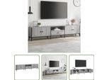 The Living Store Mobile Tv Con Cassetto Grey Sonoma 200X25X44 Cm Materiale In Legno