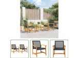 The Living Store Sedie Da Giardino 2 Pezzi In Poly Rattan Nero E Legno Di Acacia