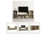 The Living Store Set Di Mobili Tv 3 Pezzi In Legno Rovere Sonoma