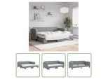 The Living Store Letto Da Giorno Allungabile Con Materasso Grigio Chiaro 80X200 Cm In Tessuto