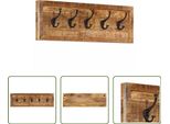 The Living Store Appendiabiti Da Parete Con 5 Ganci In Legno Massiccio Di Mango
