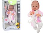 Bambola Bebè Con Ciuccio Corpo Unicorno Accessori Coperta Rosa 35 Cm