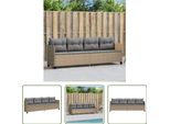The Living Store Lettino Con Cuscino Beige In Poly Rattan