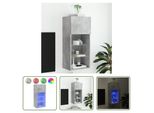 The Living Store Mobile Tv Con Luci Led Grigio Cemento 40,5X30X90 Cm