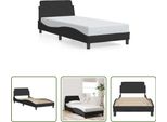 The Living Store Struttura Letto Con Testiera Nera 90X190 Cm In Velluto
