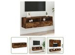The Living Store Mobile Tv A Parete Rovere Fumé 100X30X30 Cm Materiale Legno
