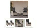 The Living Store Poltrona Da Giardino Con Cuscino 2 Pz. Regolabile Poli Rattan Grigio Chiaro