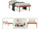 The Living Store Letto Senior Cera Marrone 75X190 Cm In Legno Di Pino Massiccio