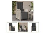 The Living Store Poltrona Da Giardino Con Poggiapiedi Regolabile In Poly Rattan Grigio Chiaro