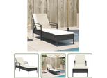 The Living Store Lettino Con Cuscino Nero 63X200X81 Cm Poly Rattan