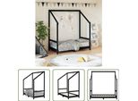 The Living Store Letto Per Bambini Nero 70X140 Cm In Legno Di Pino Massiccio
