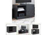 The Living Store Mobile Tv Nero 67X39X44 Cm In Acciaio