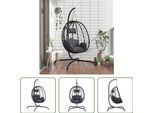 The Living Store Sedia Sospesa Egg Con Cuscino Antracite Poly Rattan E Acciaio