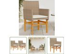 The Living Store Sedie Da Giardino Con Cuscino 2 Pz. Legno Massiccio In Poly Rattan Beige
