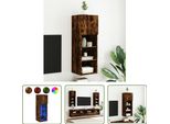 The Living Store Mobile Tv Con Luci Led Rovere Fumé 30,5X30X90 Cm