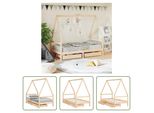 The Living Store Letto Per Bambini Con Cassetti 80X160 Cm In Legno Di Pino Massiccio