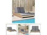 The Living Store Lettino Con Cuscini Beige 114X205X73 Cm Poly Rattan