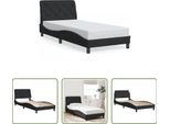 The Living Store Struttura Letto Con Testiera Nera 90X190 Cm In Velluto