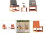 The Living Store Set Da Giardino 3 Pezzi In Legno Di Pino Massiccio Marrone Cera