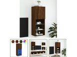 The Living Store Mobile Tv Con Luci Led Effetto Rovere Marrone 40,5X30X102 Cm