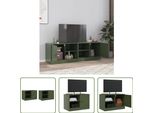 The Living Store Mobili Tv 2 Pz. Verde Oliva 67X39X44 Cm Acciaio