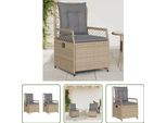 The Living Store Poltrona Da Giardino 2 Pz. Regolabile In Poly Rattan Beige